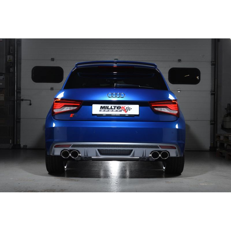 Milltek Exhaust  Audi S1 2.0 TFSi Quattro 2014 on Cat back Exhaust System Resonated Quad Polish Round SSXAU488