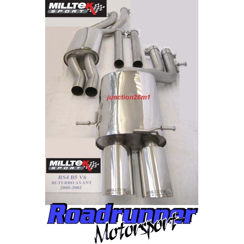 Milltek Exhaust  Audi RS4 B5 V6 BI-TURBO AVANT Cat-back Exhaust SSXAU002