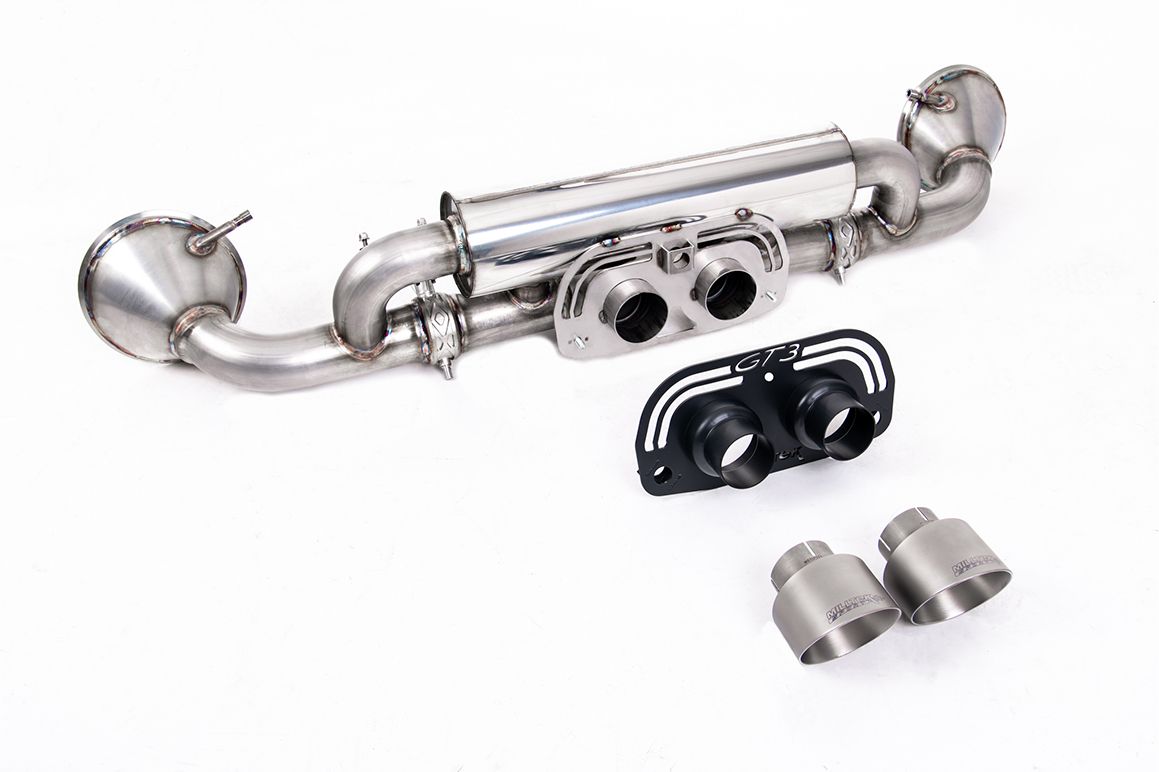 Milltek Exhaust Porsche 911 992.1 GT3 Rear Silencer Assembly Exhaust Inc Titanium Trims SSXPO174