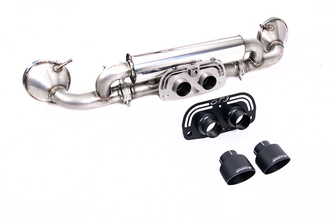 Milltek Exhaust Porsche 911 992.1 GT3 Rear Silencer Assembly Exhaust Inc Cerakote Black Trims SSXPO173