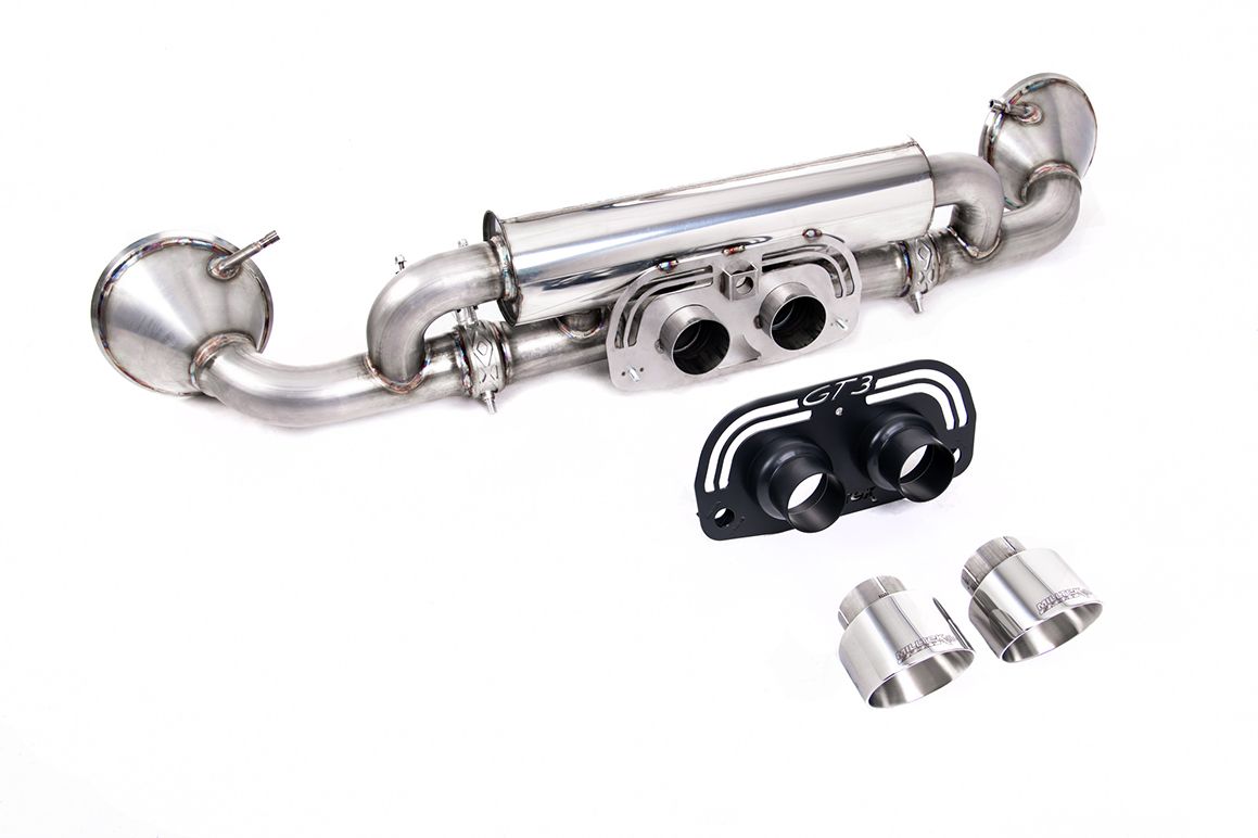 Milltek Exhaust Porsche 911 992.1 GT3 Rear Silencer Assembly Exhaust Inc Polished Trims SSXPO172