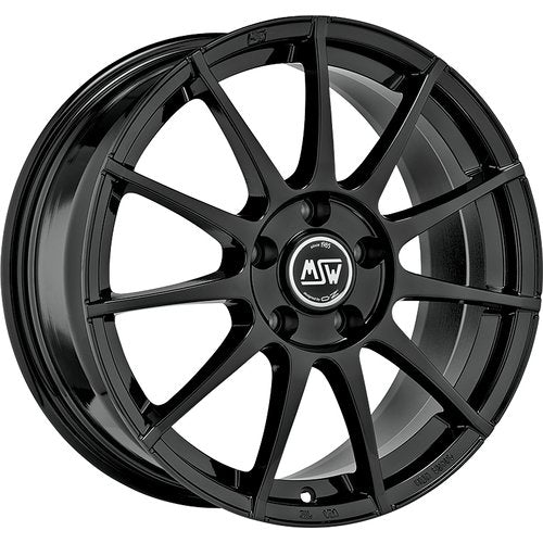 17" Msw 85 By Oz Racing Gloss Black Set Of 4 Alloy Wheels 17x7 Et35 Pcd 4x98 For Abarth 500 / 595 / 695