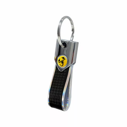 Abarth Carbon Effect Keyring - Silver - Various Options