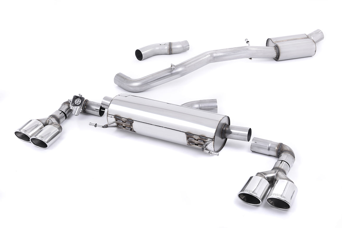 Milltek Exhaust  Audi S1 2.0 TFSi Quattro 2014 on Cat back Exhaust System Resonated Quad Polish Oval SSXAU487