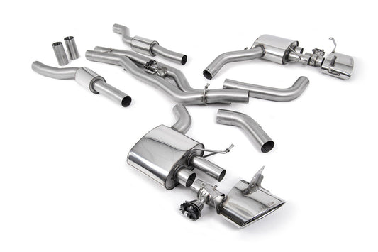 Milltek Cat Back System Resonated (Twin 80mm) with Polished Oval Trims - Requires OE system to be Cut - Designed for Customers who will be upgrading to Turbo Back in the Future - RS6 - C8 4.0 V8 bi-turbo inc Perf Ed. (Non OPF USA/ROW) - 2020 - SSXAU940