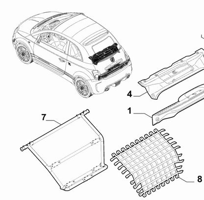 Genuine Abarth 695 Biposto Titanium Rear Harness / Roll Bar & Net Kit