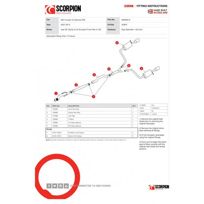 Scorpion Exhausts - Mini Clubman Cooper S R55 2007 To 2014 Non Resonated Cat-Back System SMNS015