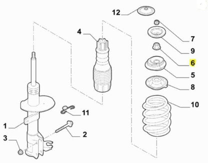 Genuine Abarth Front Top Mount Securing Nut - 500 Abarth