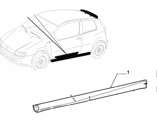 Genuine Abarth Side Skirt, Nearside - Punto Abarth