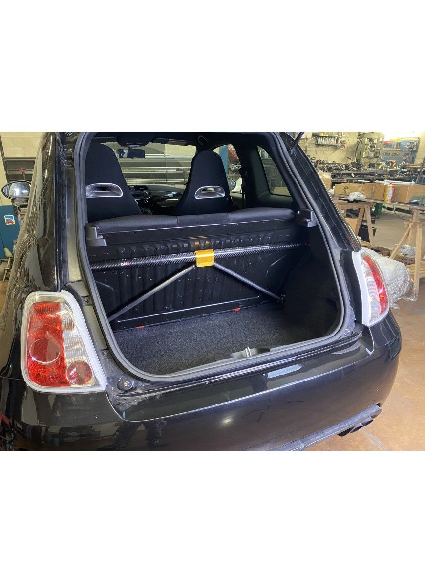 Abarth 500 / 595 / 695 Carbon REAR STRUT BAR WITH TIE RODS KIT WITH REAR SEAT REMOVAL - DNA RACING